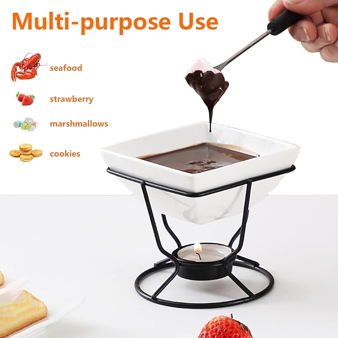 Luvan 7oz Butter Warmers for Seafood with 20 Tealight,4Pcs Ceramic Butter Warmers Set for Chocolate Butter Cheese,Ceramic Bowl Oven Microware Dishwasher Safe,Perfect for family dip Fruit,Dessert,Snack