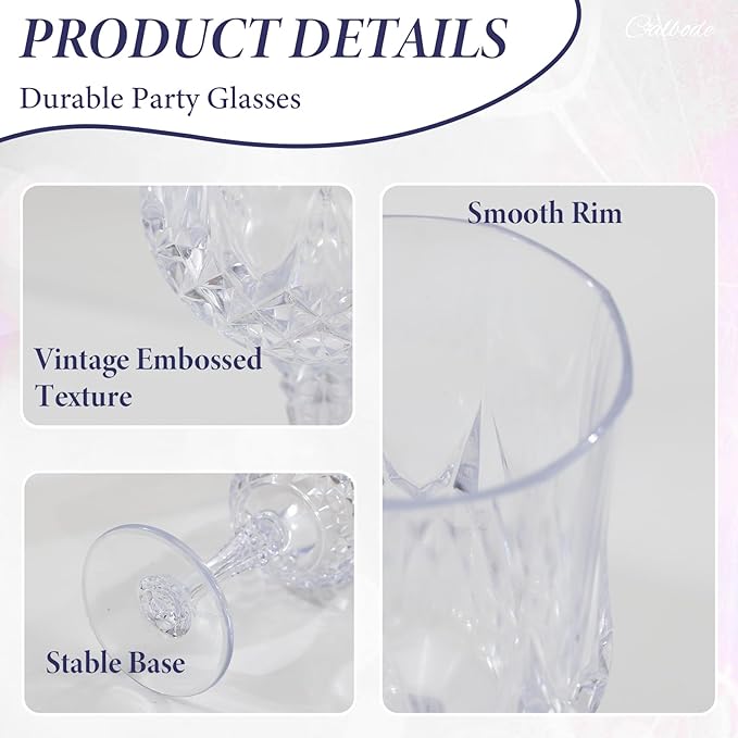 24 Pcs Plastic Wine Glasses 7oz – Unbreakable Clear Plastic Goblets for Parties Reusable & Dishwasher Safe Ideal for Weddings, Bars, and Every Celebration