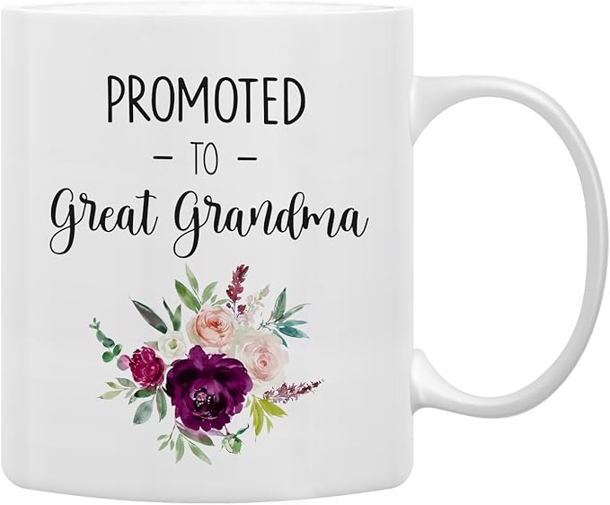 QASHWEY Grandma Coffee Mugs, Grandma Gifts, Grandma Pregnancy Announcement, Grandma Mug Tea Cup Gifts for Grandma Grandmother, Promoted to Great Grandma Coffee Cups Ceramic 11oz