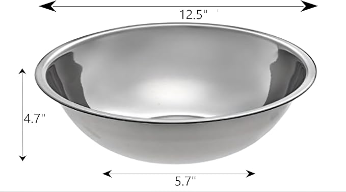 Stainless Steel Mixing Bowl for Commercial and Home Kitchen (8qt)