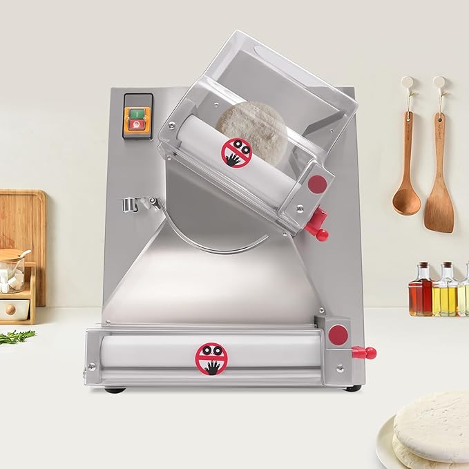 Pizza Dough Roller Machine,Pasta Maker,4-12" Automatic Commercial Dough Roller Sheeter, Stainless Steel Adjustable Thickness Dough Machine, for Pasta Maker Equipment