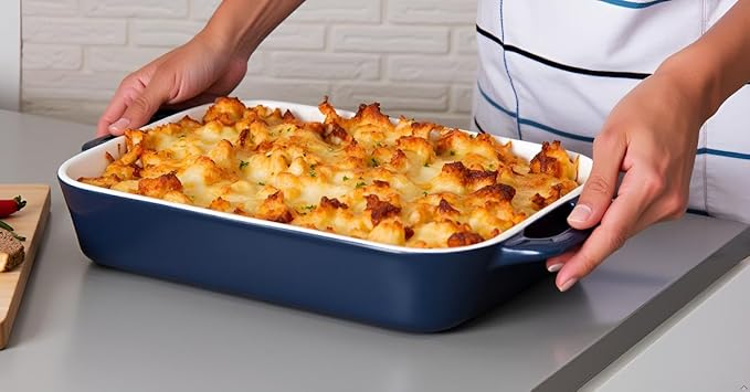 Sweejar Ceramic Bakeware Set, 9x13 Rectangular Baking Dish for Cooking, Kitchen, Cake Dinner, Banquet and Daily Use, Casserole Dishes for Oven Porcelain Baking Pans(Navy)
