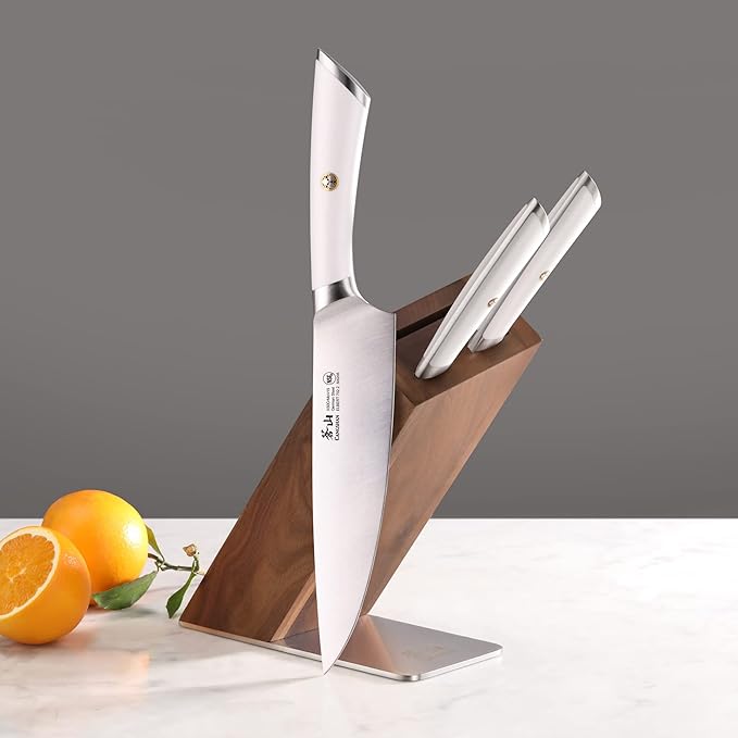 Cangshan ELBERT Series German Steel Forged 4-Piece HUA Knife Block Set, Acacia (White)