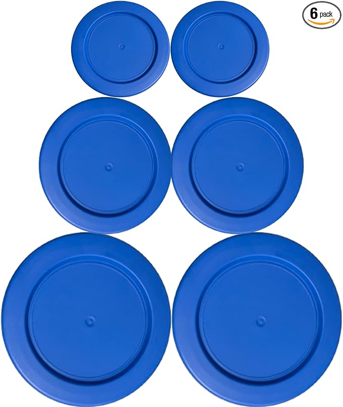 2, 4 & 7 Cup Blue Replacement Lids/Covers for Pyrex, Anchor Hocking & KlareWare Storage Bowls *Lids Only Glass Container Not Included* (6 Pack *Two of Each Size*)
