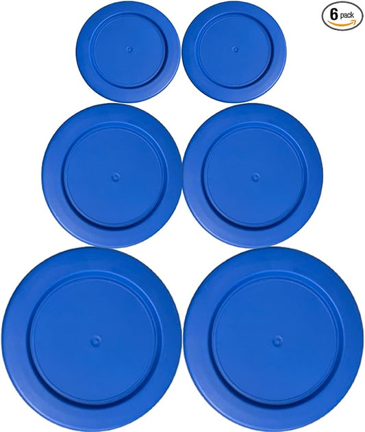 2, 4 & 7 Cup Blue Replacement Lids/Covers for Pyrex, Anchor Hocking & KlareWare Storage Bowls *Lids Only Glass Container Not Included* (6 Pack *Two of Each Size*)