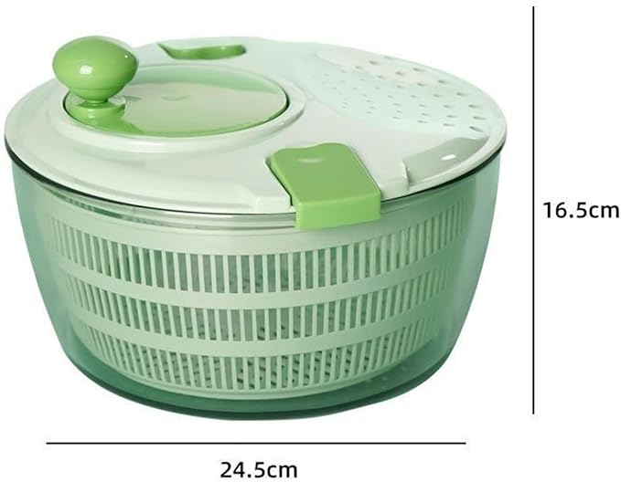 Salad Spinner With Drain, Vegetable Dryer, Rotary Veggie Washer, Kitchen Tool, Fruit Washer, Pasta and Fries Spinner, Hand Dehydrator Green