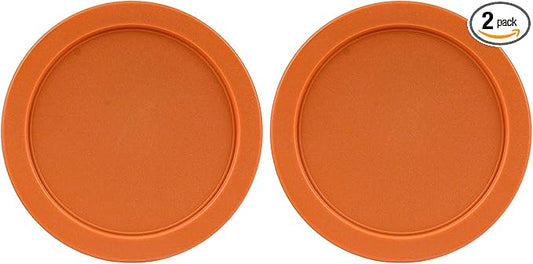 Replacement Lids for Pyrex 6 & 7-Cup Glass Food Storage Container Bowls, 7.5-Inch Plastic Round Lids Covers fits Pyrex 7402-PC, Airtight & Leakproof (2-Pack, Orange)
