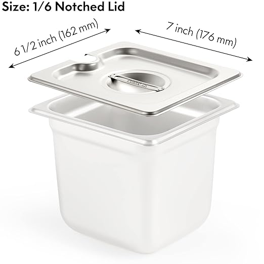CURTA 6-Pack Slotted Steam Table Pan Lid with Handle, NSF Approved, Hotel & Catering Food Pan Cover