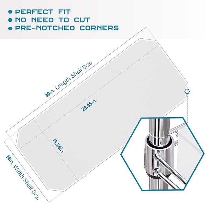BRIAN & DANY Wire Shelf Liner 14" X 30", Heavy Duty Shelf Liners for Wire Shelving, Waterproof Protector Mats, Set of 4, Transparent
