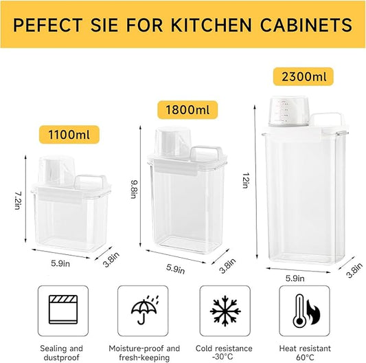 Cereal Container and Rice Storage Dispenser-Airtight Food Storage Organizers BPA-free Plastic Kitchen Pantry Storage Containers food-grade PET material Suitable for rice, grains