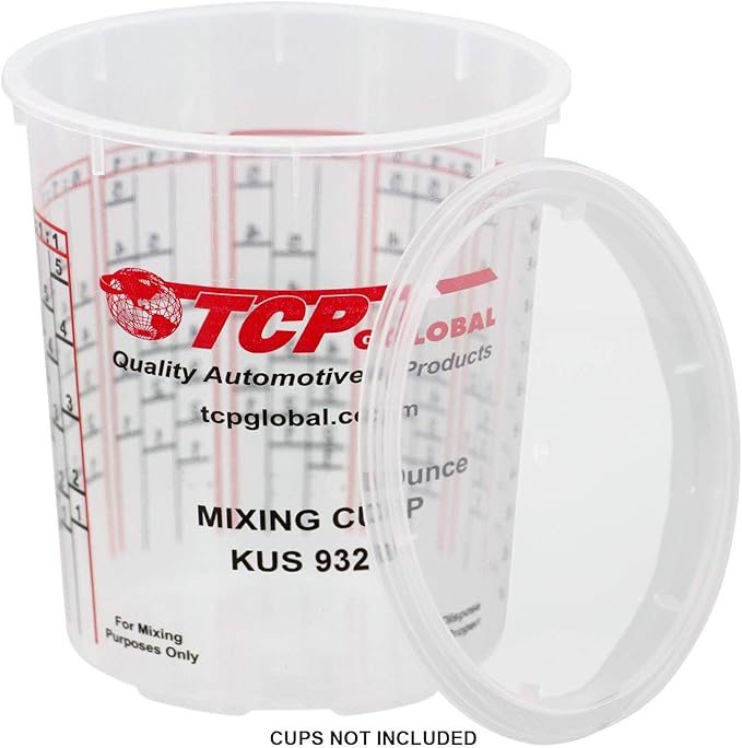 Custom Shop Paint Mixing Cup Lids Only (Box of 50) Quart Size - Exclusively Fits TCP Global Cups, 32 Ounce Size - Auto Paint Cup Lids for Acrylic Paints & Epoxy Resin Containers