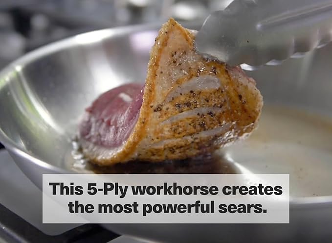 Misen 5-Ply Stainless Steel 10" & 12" Frying Pan Set - Professional Cookware for Induction, Gas and Electric - Dishwasher Safe, Oven Safe to 800°F - Durable, Versatile, Even Heating