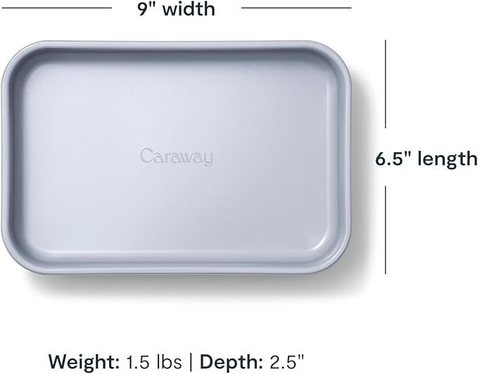 Caraway Nonstick 9” x 6.5” Small Rectangle Baking Pan Duo – Non-Toxic, PTFE & PFOA Free – Aluminized Steel Core – Deep Ceramic Baking Pan for Casseroles, Lasagna & More - Navy