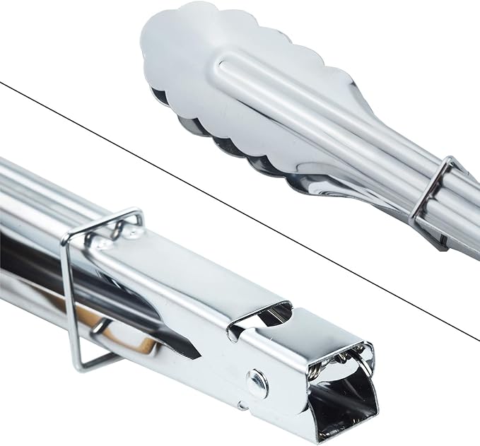 Stainless Steel Utility Food Tongs Set Kitchen Metal Tongs for Cooking Grilling Barbecue BBQ and Serving Salad (9 12 Inch 4 Pieces)