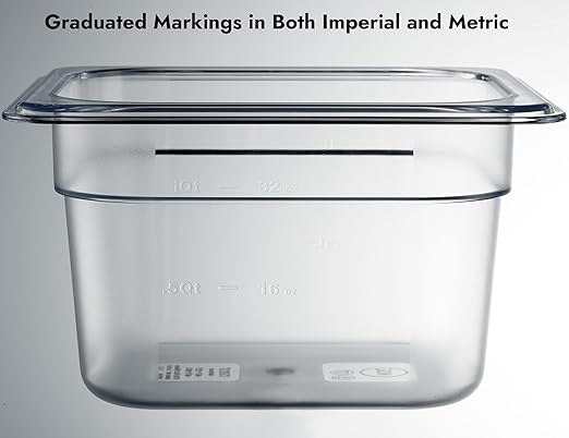 CURTA 6-Pack 1/6 Size 4" Deep NSF Polycarbonate Food Pans | Dishwasher & Freezer Safe Clear Container for Prep Tables, Buffet, Salad Bar, Commercial & Home Kitchen