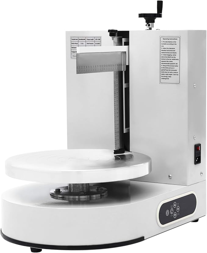 Automatic Cake Decorating Machine, Electronic Cream Coating Spreading Smooth Machine with Graduated Scraper 30-200RPM Rotating Speed,Cake Bread Spreader Machine for 4-12inch Cakes,White