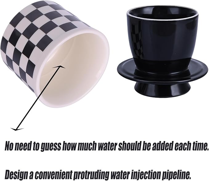 Checkered Butter Crock with Lid,Ceramic Butter Keeper for Countertop, Black And White French Butter Crock