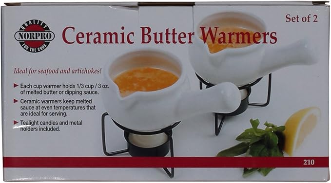 Norpro 210 Ceramic Butter Warmers, Set of 2, 1/3 cup/3 oz., White
