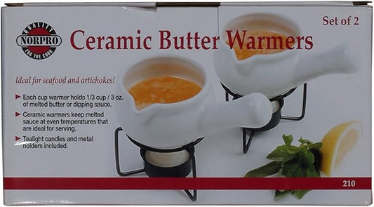 Norpro 210 Ceramic Butter Warmers, Set of 2, 1/3 cup/3 oz., White