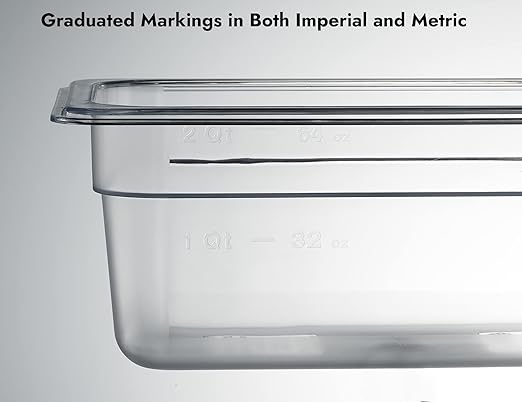 CURTA 6 Pack NSF Food Pans, 1/4 Size 4 Inch Deep, Commercial Polycarbonate Plastic Clear Freezer-Safe