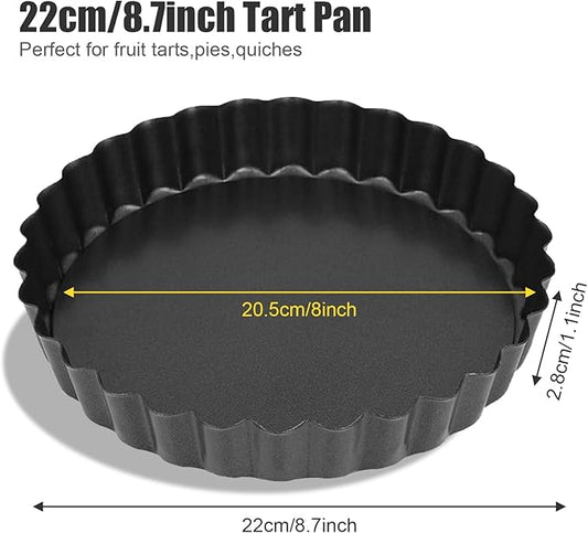 8 Inch Tart Pan Fluted Fruit Pie Pans With Removable Base Nonstick Coating Tarts Molds for Baking Supply For Pizza Tartlet Cake Quiche