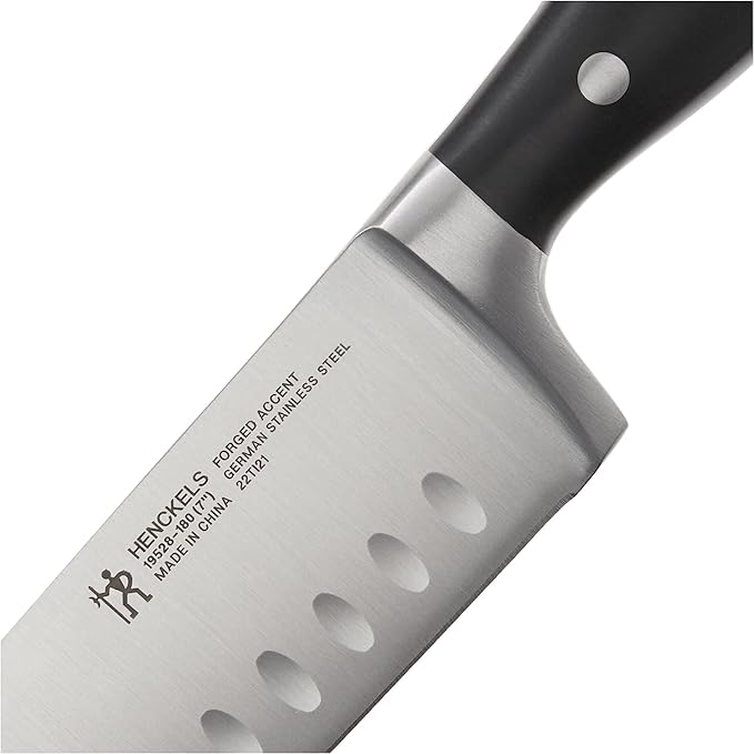 Henckels Forged Accent 7-inch Hollow Edge Santoku Knife, Black