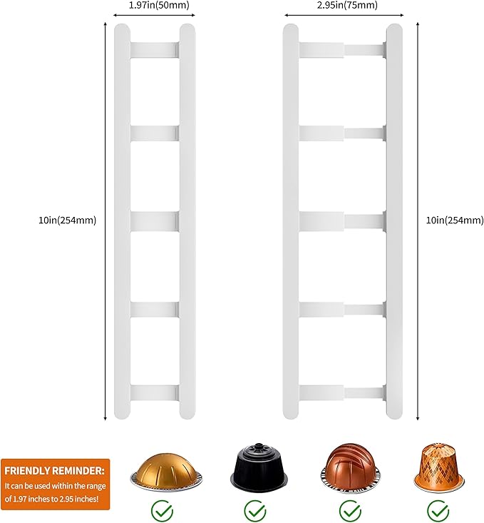 Stretchable Coffee Pod Holder,Adhesive and Magnetic espresso pod holder, Holds 20 Pods -Wall Mounte Vertically or Horizontally Wall or Cabinet Mounted Coffee Capsule Rack