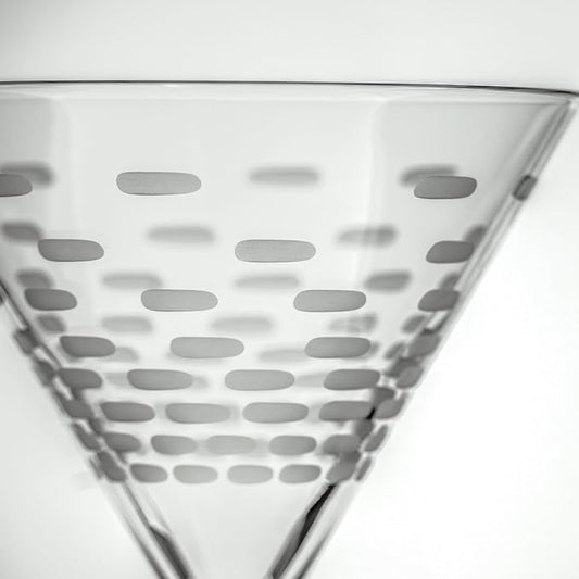 Rolf Glass Strata Martini Cocktail Glass | Made in America | 10oz Martini Glass | Diamond Engraved Crystal Glass | Geometric Brick Design | Set of 2