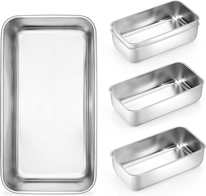Onader 5 Pack Loaf Pans for Baking Bread, 9 x 5 Inch Stainless Steel Deep Meatloaf Pan Set