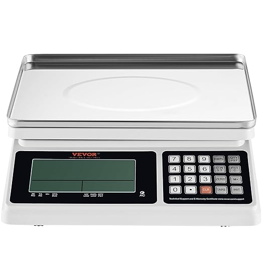VEVOR Industrial Counting Scale, 30 kg x 1 g, Digital Scale for Parts and Coins, g/kg/lb Units, Electronic Gram Scale Inventory Counting Scale Kitchen Jewelry Scale with RS232 Port and LCD Screen