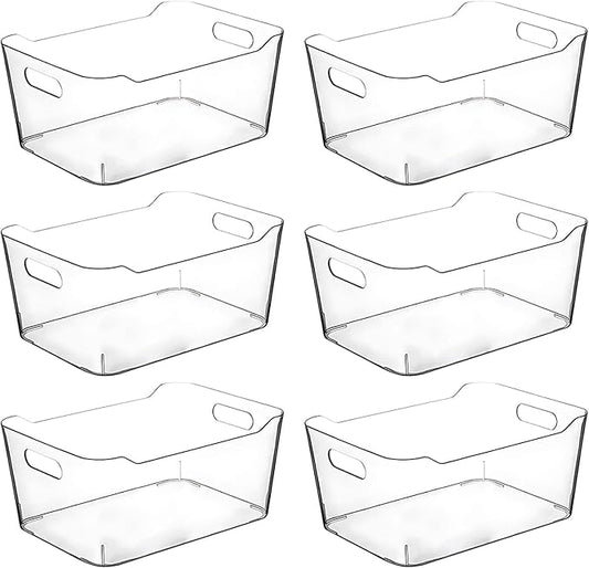 Clear Plastic Storage Bins, Pantry Organizers and Storage Containers, Large Fridge Organizer Bins, Home Kitchen Cabinet Organizer, Medicine Cabinet Bin for Organizing Freezer Closet