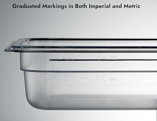 CURTA 6 Pack NSF Food Pans, 1/3 Size 2 1/2 Inch Deep, Commercial Polycarbonate Plastic Clear Freezer-Safe