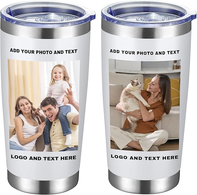 24 Pack Personalized Stainless Steel Tumbler,20oz Custom Water Bottle,Insulated Tumblers with Lids and Straws, Customizable Logo Pictureto, Engraved Termos