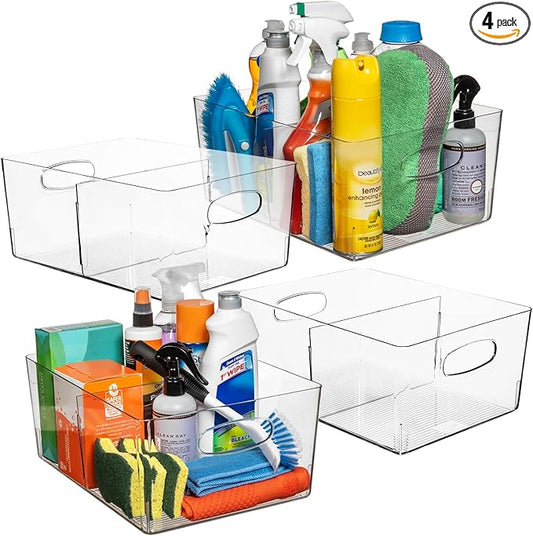 ClearSpace Plastic Storage Bins with Divider – Perfect Kitchen Organization or Pantry Storage – Fridge Organizer, Pantry Organization and Storage Bins, Cabinet Organizers