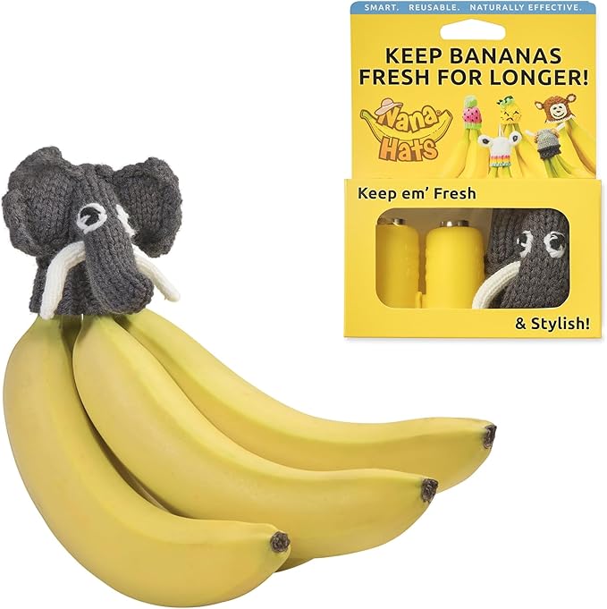 NANA HATS Banana Freshness Preserver, Keep Bananas Fresh Longer, Ideal for Organic Bananas, Innovative Banana Holder for Home Use, Extend Freshness of Your Fruit, AS SEEN ON SHARK TANK, Elephant