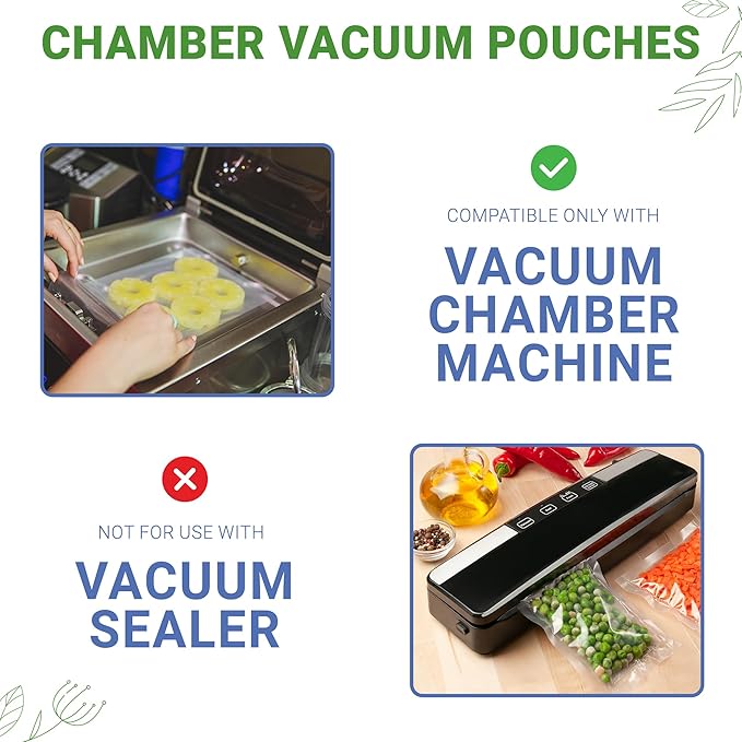 500 pcs Clear 11" x 16", 3 mil Chamber Machine Pouches, Pre-Cut Chamber Vacuum Sealer Bags, Heavy Duty Seal Pouch, BPA-Free Chamber Sealer Bags with Tear Notch