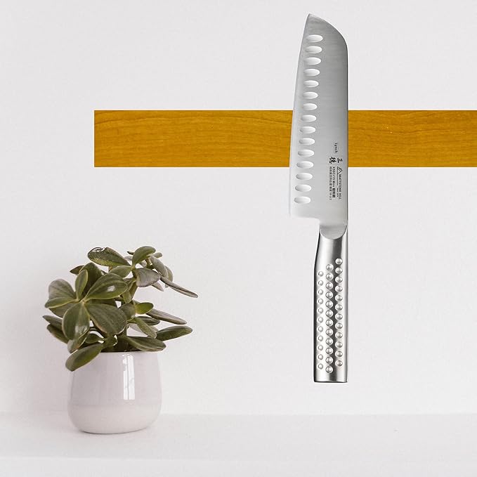 Santoku Knife - MATTSTONE HILL 7" Hollow Edge Asian Knife, Chef Knife, Kitchen Knife, German Steel, 304 Stainless Steel Handle
