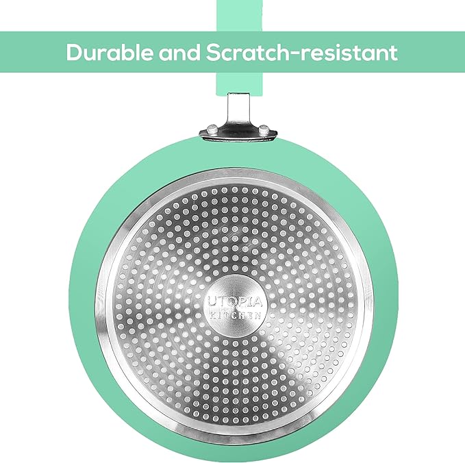 Utopia Kitchen Nonstick Cookware 3 Piece Set, Non-Stick Frying Pans with Induction Bottom, 8, 9.5 & 11 Inches Frying Pans with Bakelite Handles, PFOA Free, Green & Black