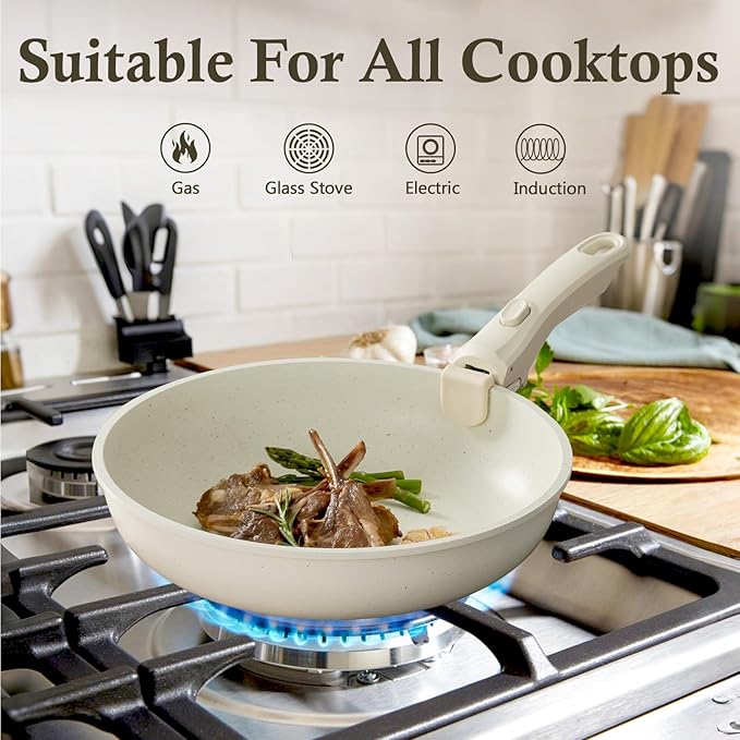UCClife 9-Piece Nonstick Cookware Set - PFOA/PTFE Free Non-Toxic Pots & Pans, Detachable Handles, Oven & Dishwasher Safe, Scratch Resistant