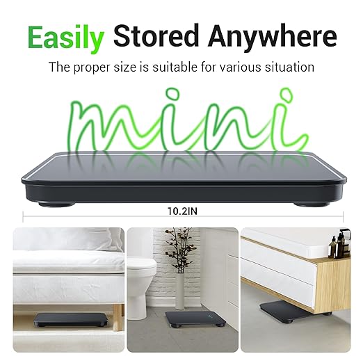 Bathroom Scale for Body Weight, Highly Accurate Digital Weighing Machine for People, Upgraded Batteries Included, Compact Size, LED Display, Physician Scale with Sturdy Tempered Glass, 400lb