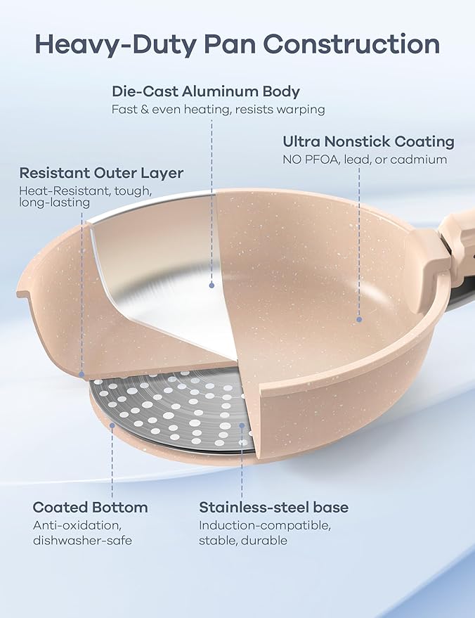 Ganiza 27pcs Nonstick Cookware Set, Pots and Pans Set Non Stick Detachable Handle, Non Toxic Cookware Sets Induction, Pots and Pans with Removable Handles, RV Cooking Set, Oven/Dishwasher Safe, Pink