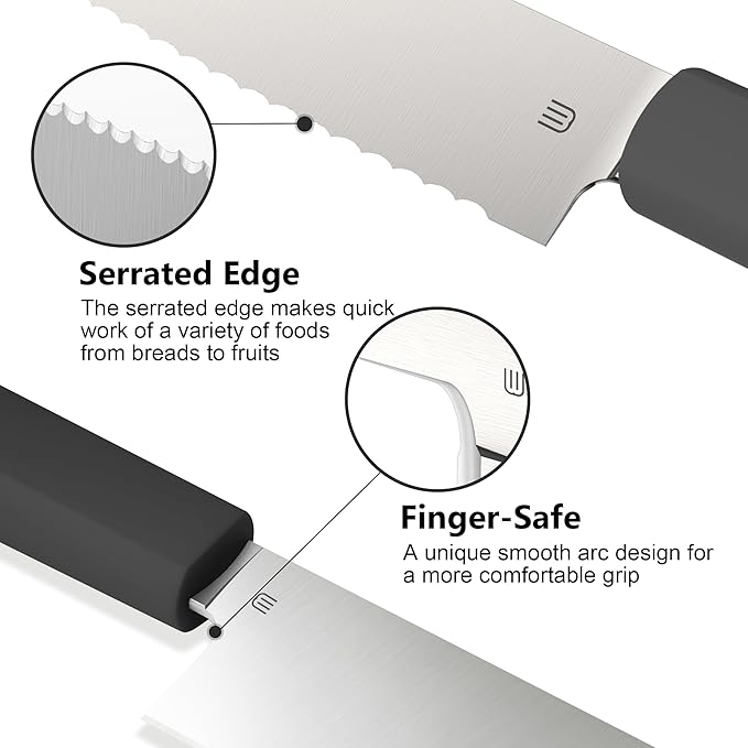 7.5" Serrated Bread Knife for Homemade Bread, Razor Sharp AR-RPM9 Steel & Innovative Wavy Edge, Professional Serrated Knife for Sourdough Bread Cake, Gift Box for Baker Home Chefs