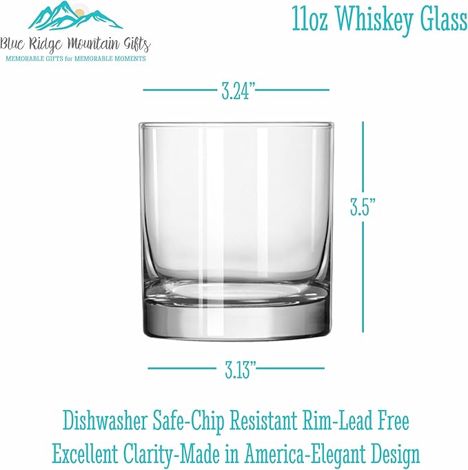 Blue Ridge Mountain Gifts - Custom Engraved Whiskey Glass - 11 oz Personalized Tumbler with Modern Monogram & Last Name - Classic Barware for Weddings, Groomsmen, Anniversaries & Father’s Day (2)
