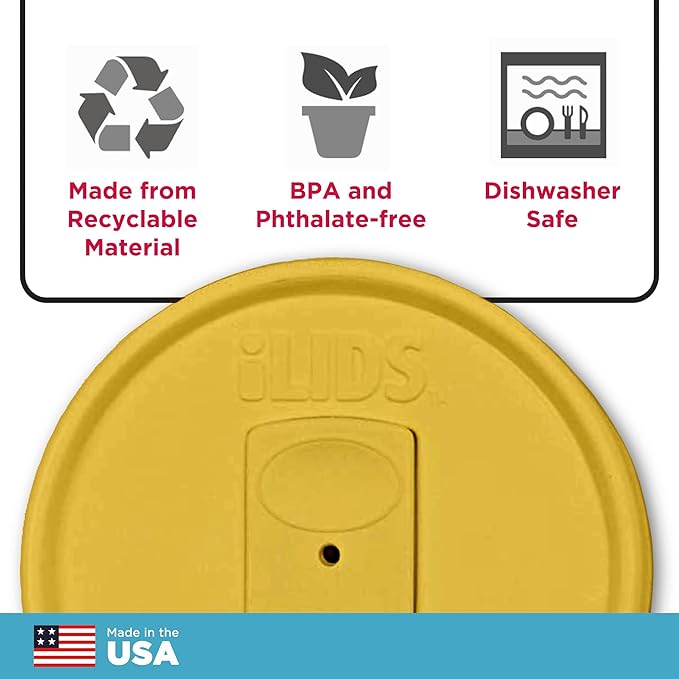 Mason Jar Drink Lid, Regular Mouth, Yellow, Pack of 2