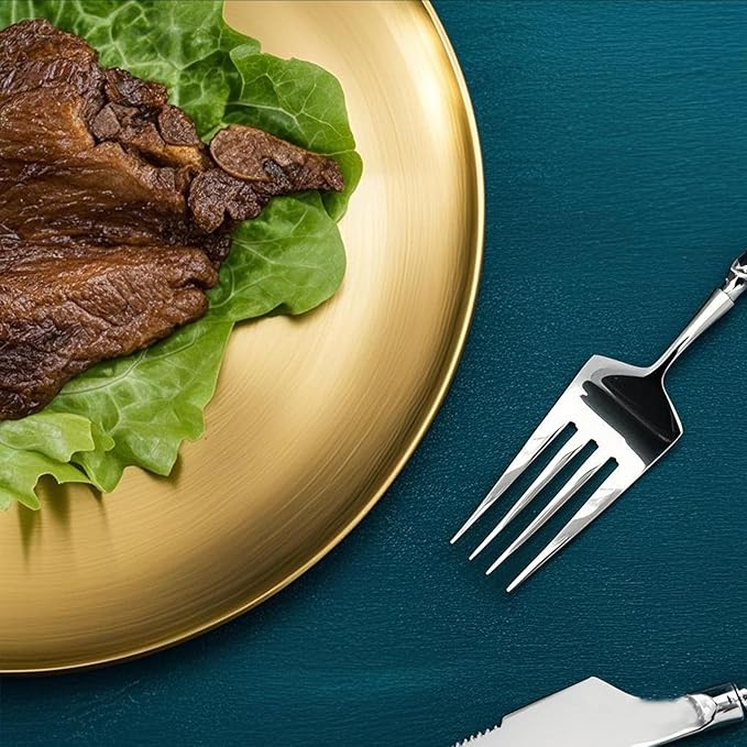 18/8 Stainless Steel Dinner Plate for Main Dishes, Grilled Meat, Dessert, Salad, and Fruit - 9 Inches (23 cm) Large Capacity（Gold-2PC）