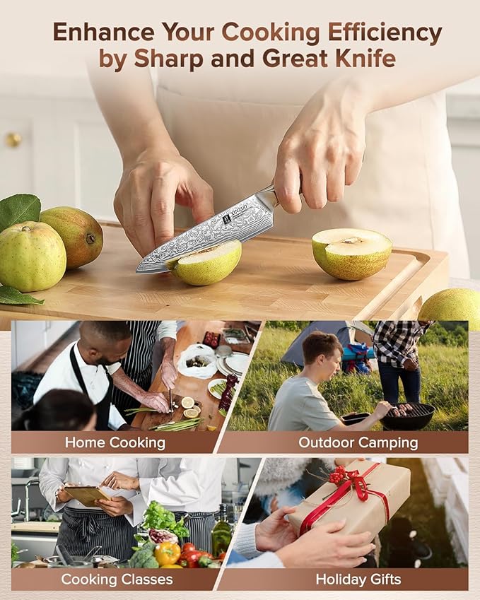 XINZUO 5.2-inch Damascus Steel Petty Knife,67-layer Steel,Perfect for Cutting Fruit and Vegetables Peeling Multipurpose Kitchen Knife with Figured Sycamore Handle