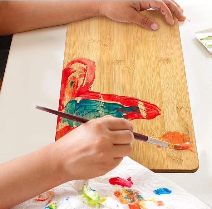 Patelai 12 Packs Wooden Cutting Board Set with Handles Large Kitchen Serving Plain Chopping Board Bulk Gifts for Mom for Vegetables Meat Pizza Cheese Fruit Bread(Bamboo,21.5 x 8.75 Inch)