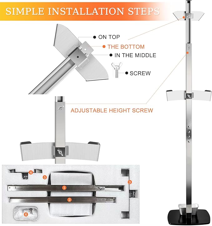Stainless steel Pizza Peel Rack with Heavy Duty Metal Base Total height 70" Stand Single Sided Pizza Oven Accessories Tool Rack No Pizza Tools