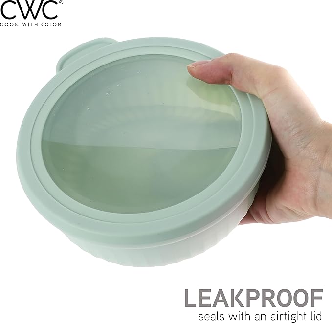 COOK WITH COLOR Prep Bowls with Lids- Wide and Deep Nesting Plastic Small Mixing Bowl Set with Lids, 8 Piece Set - Wide Bowls, Sage