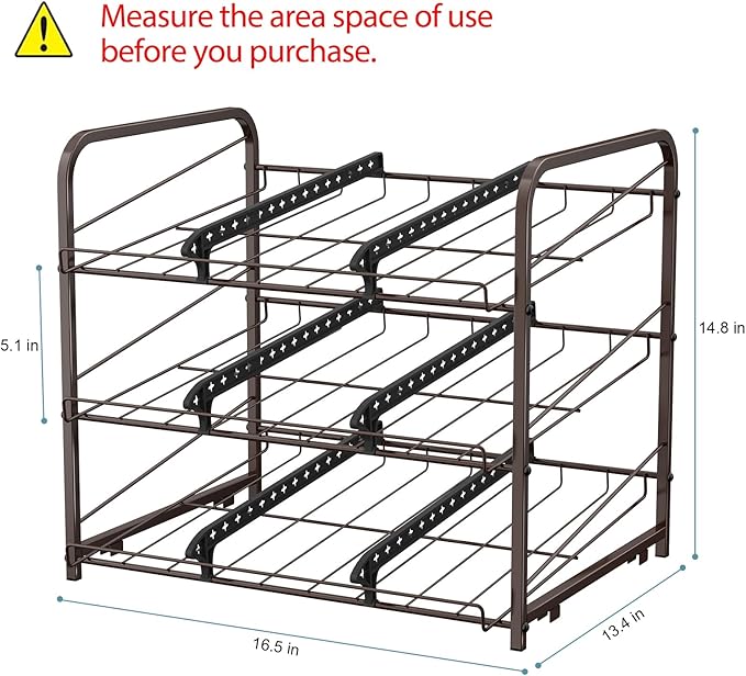 Can Organizer for Pantry Stackable 2 Pack, Can Storage Organizer Rack Stacking Can Dispensers Small Space Holds up to 36 Cans for Pantry, Kitchen, Cabinet- Brown